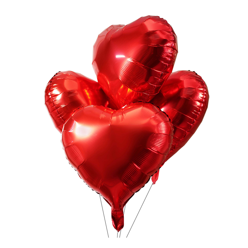 The Magic Balloons Store 18" Red Heart Shape Party Decorative Foil Balloon - Pack of 6 -181277