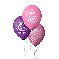 The Magic Balloons - Happy Half Birthday Decoration Metallic Balloons 1/2 Birthday Pack of 10pcs | 12” Pink and Purple Half Birthday Balloons Perfect for Girls | Party Supplies