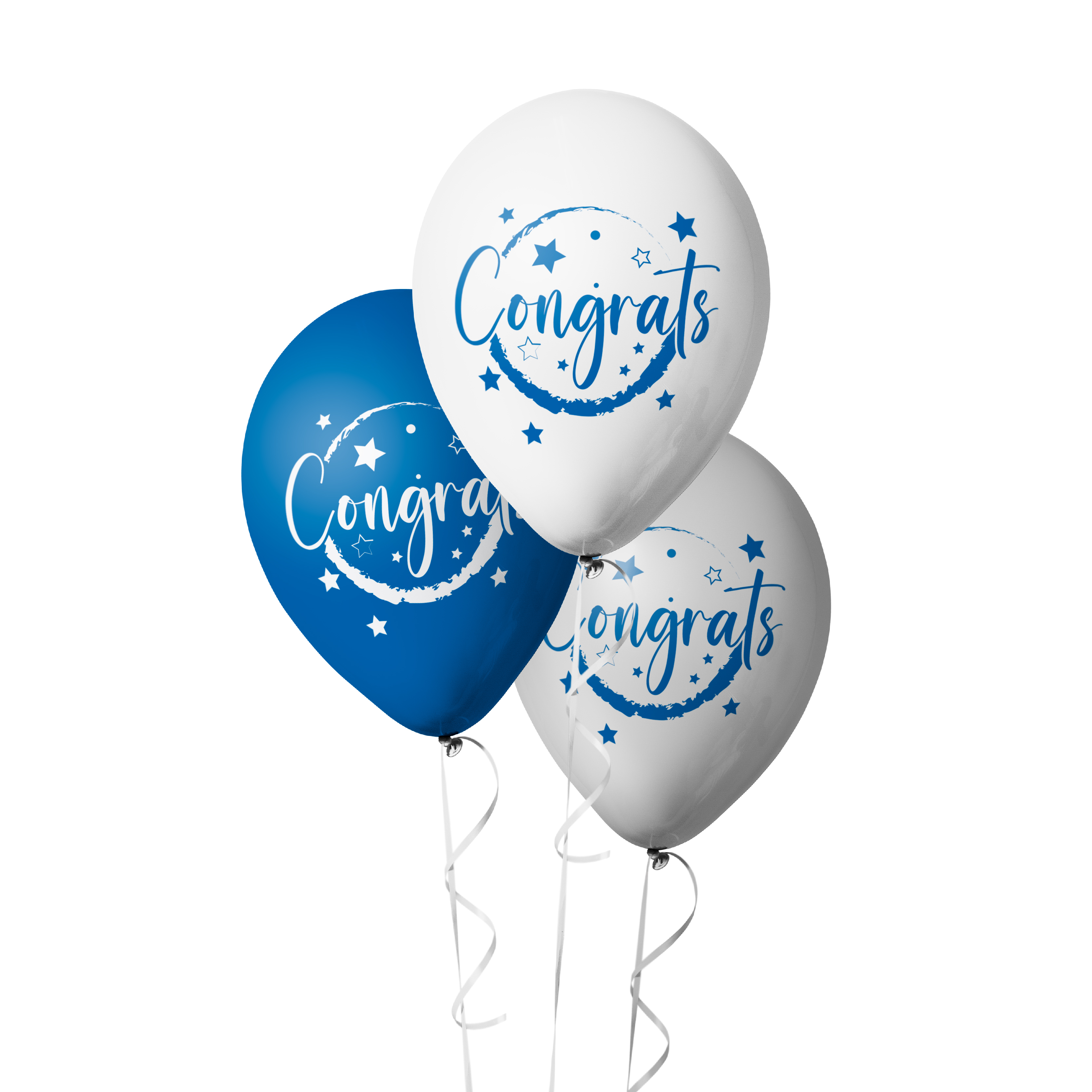 The Magic Balloons Store - Congrats Balloons Pack of 30 | White & Blue Party Balloons for Graduation Decoration, Celebration Décor, Party Decorations & Congratulations Party Supplies
