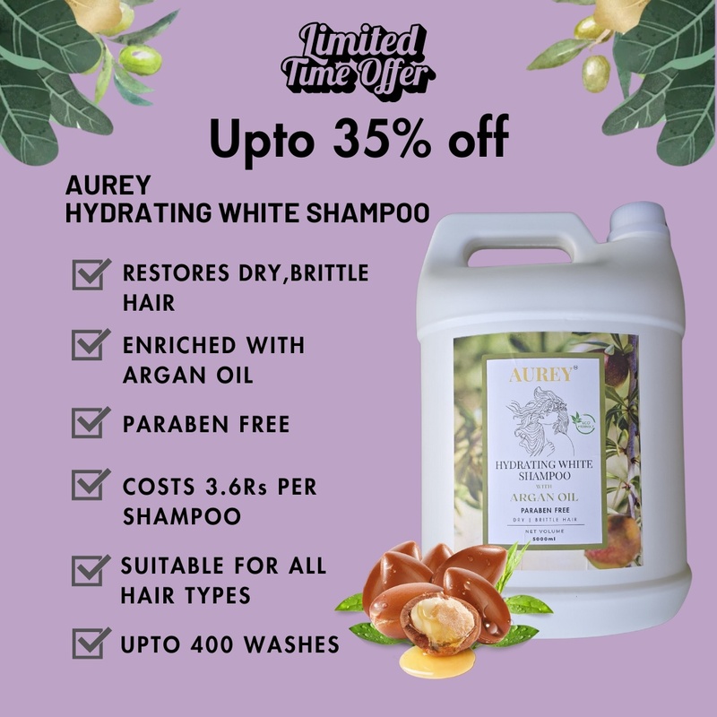 Aurey Hydrating White Shampoo With Argan Oil Paraben Free 5000 ml