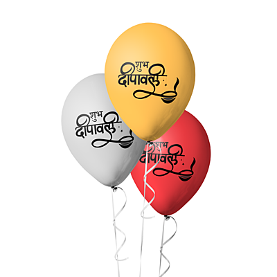 The Magic Balloons- Diwali festival Decoration Balloons for Shubh Deepawali, Diwali decorations/Party supplies for Home/Office/Shop Pack of 30 multicolour Gold, Silver metallic Red balloons- 181474