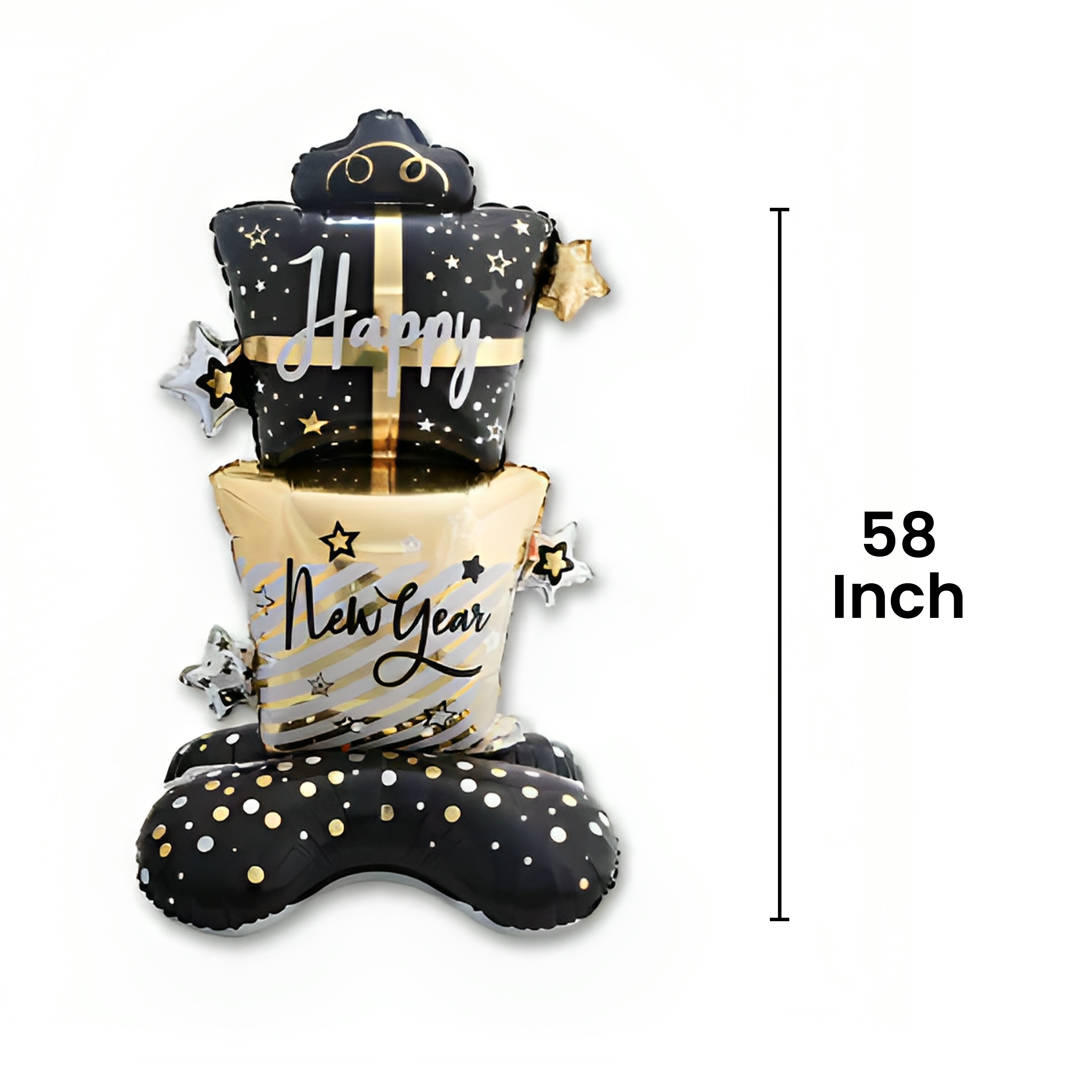 The Magic Balloons - 58-inch New Year Foil Balloon For New Year Party Decoration Pack of 1pcs New Year Gift shape Theme Foil Balloon For Home and Offices New Year Party Supplier