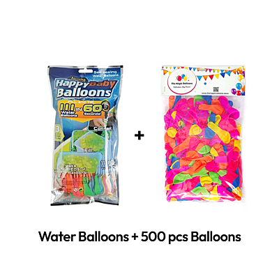 The Magic Balloons- Holi Decoration Combo Kit 30pcs Of Holi Balloons | 2 Multicolour curtains | 1 banner | 111 Pack Magic Water Balloons | 500pcs Of Water Balloons | Pack Of 644 pcs.