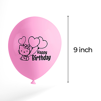 The Magic Balloons-Hello Kitty Happy Birthday Decoration 9 inches pink & white Balloons with Hello Kitty Birthday Balloons for Birthday Party, Hello Kitty Theme Party Decorations pack of 30 pcs-181452