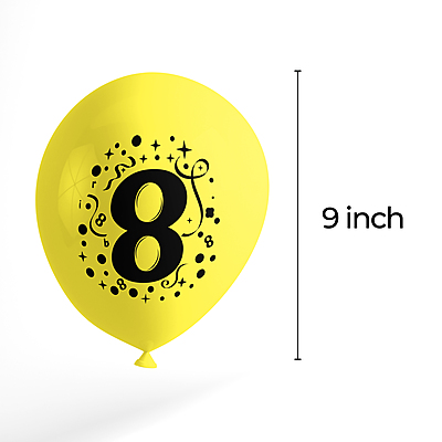 The Magic Balloons- 8 Number Balloons Latex Balloons For Eight Number Theme Balloons Pack of 30pcs | Multicolor Balloons Decoration For Birthday Anniversary | Party Supplier
