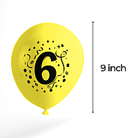 The Magic Balloons- 6 Number Balloons Latex Balloons With Banner For Six Theme Balloons Pack of 21pcs | 20pcs Of Balloons and A Banner | Multicolor Balloons Decoration For Birthday | Party Supplier