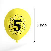 The Magic Balloons- 5 Number Balloons Latex Balloons With Banner For Five Theme Balloons Pack of 21pcs | 20pcs Of Balloons and A Banner | Multicolor Balloons Decoration For Birthday | Party Supplier