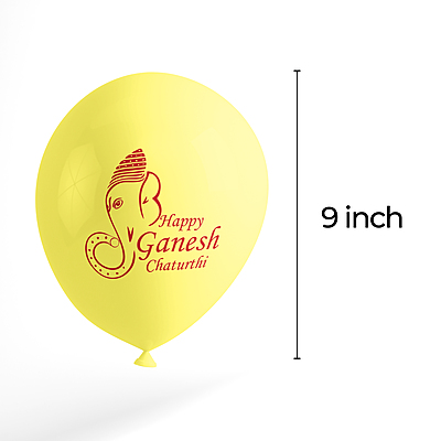 The Magic Balloons Store-Happy Ganesh Chaturthi decoration Balloons, Ganesh Chaturthi decorations at mandaps/ home Pack of 30 multicolour Metallic yellow, metallic orange metallic Red balloons-181453