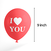 The Magic Balloons-I Love U Printed Red Heart Shape Latex Balloons Pack Of 10-181412
