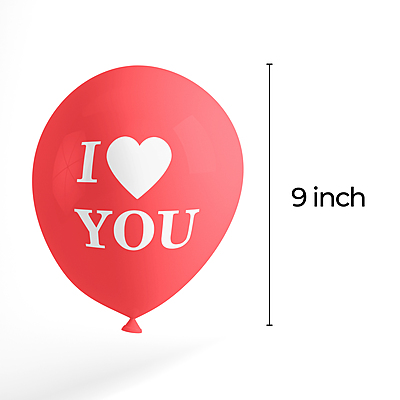 The Magic Balloons-I Love U Printed Red Heart Shape Latex Balloons Pack Of 10-181412