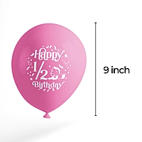 The Magic Balloons - Happy Half Birthday Decoration Metallic Balloons 1/2 Birthday Pack of 10pcs | 12” Pink and Purple Half Birthday Balloons Perfect for Girls | Party Supplies