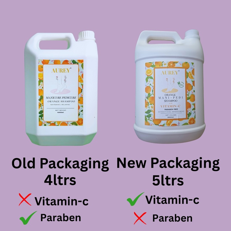 Aurey Manicure Pedicure Orange Shampoo With Vitamin-C Paraben Free 5000 ml