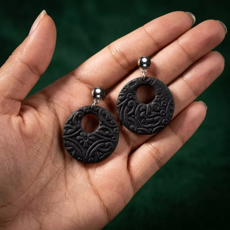 Obsidian Blossom Hoops