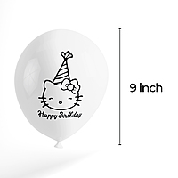 The Magic Balloons-Hello Kitty Happy Birthday Decoration 9 inches pink & white Balloons with Hello Kitty Birthday Balloons for Birthday Party, Hello Kitty Theme Party Decorations pack of 30 pcs-181452