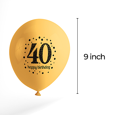 The Magic Balloons- Happy 40th Birthday decoration kit combo 48 pcs Black Golden & silver 30 pcs rubber balloons, Happy Birthday foil banner with 30 Number foil, 2pcs Golden foil Curtain