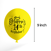 The Magic Balloons – Happy 14th Birthday Combo Kits For Birthday Parties Decorations Pack Of 17pcs 1 Banner, 1 curtain, and 15pcs Pre-Printed Multicolor Balloons