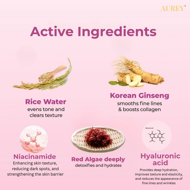 Aurey Korean 5 Step Glass Glow Cleanup Kit Whitening Hydrating Glass Glow