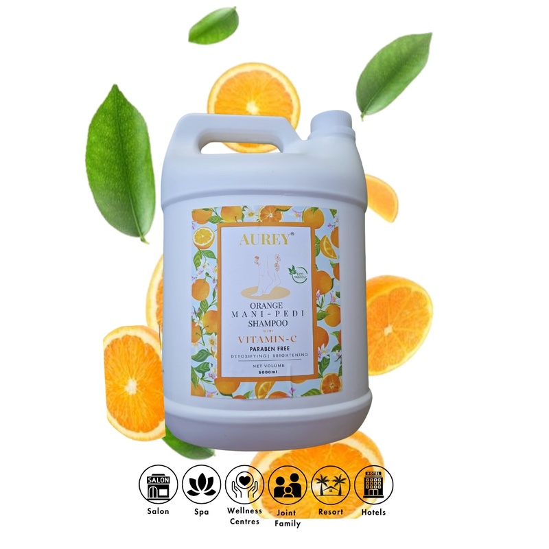 Aurey Manicure Pedicure Orange Shampoo With Vitamin-C Paraben Free 5000 ml