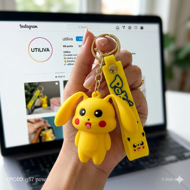Yellow Silicone Keychain & Bag Charm | Press & Pop Ears Feature