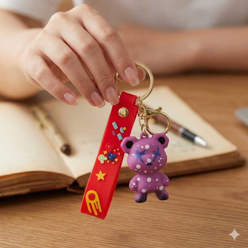 Purple Bear silicone keychain (Rubber)