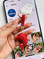 Red, Dolphin Shaped Key Ring