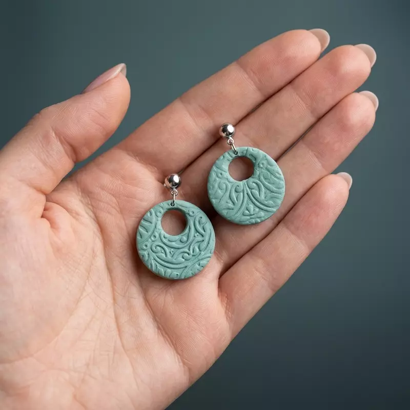 Turquoise Filigree Circle Earrings