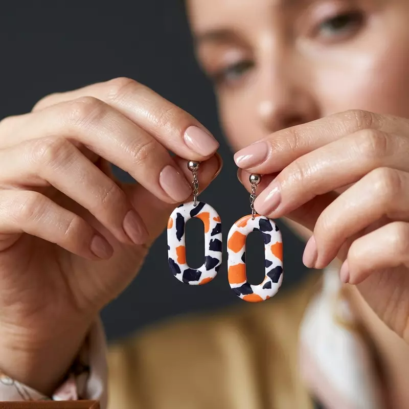 Abstract Mosaic Oval Dangles