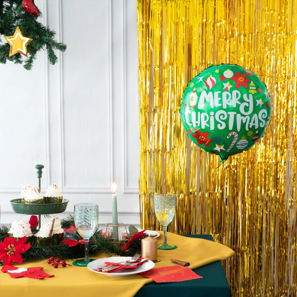 The Magic Balloons - Christmas Theme Foil Balloons For Christmas Party Decoration Pack of 5pcs For Home Office & School Decor Christmas Party Supplier.