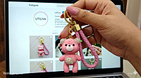 A Cute Pink Rhinestone Teddy Bear Bag Charm / keychain