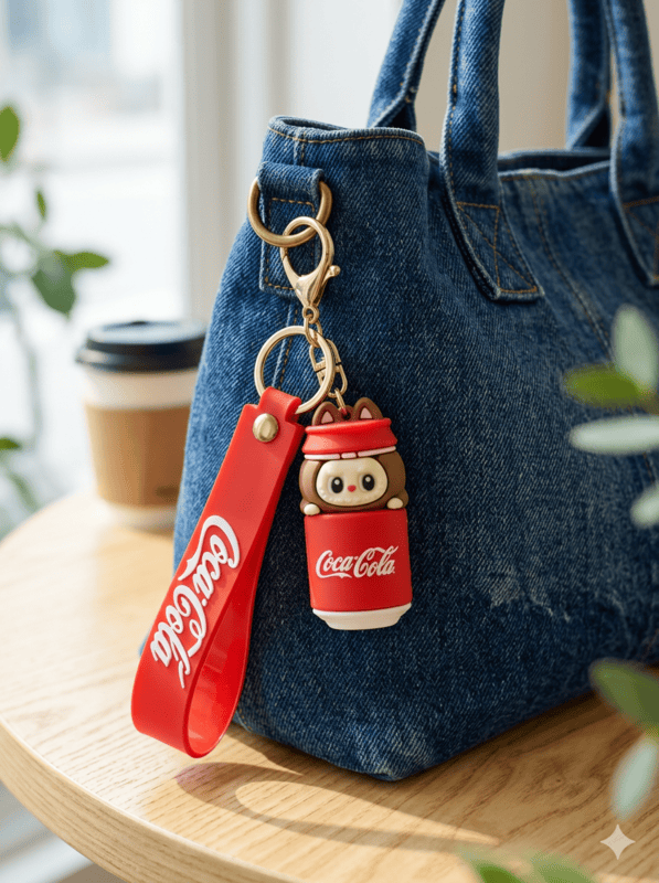 This charming Coca-Cola x Animal Mascot 3D Keychain