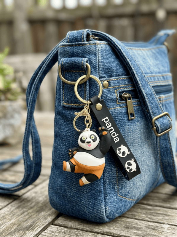 Cute Baby Panda 3D Keychain | Keyring & Quirky Bag Charm | Hard Silicone