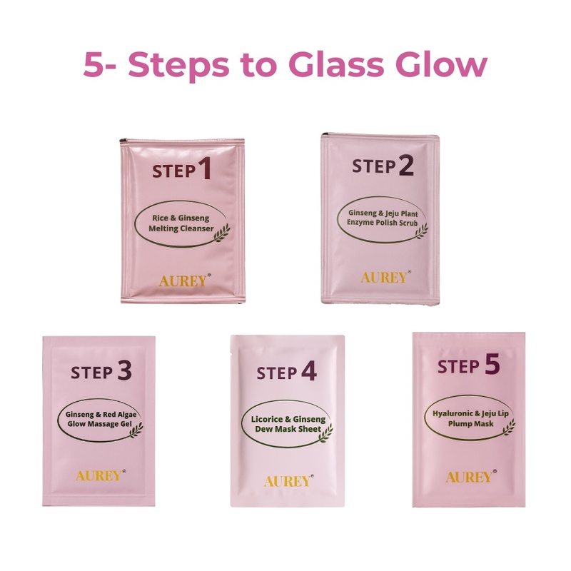 Aurey Korean 5 Step Glass Glow Cleanup Kit Whitening Hydrating Glass Glow