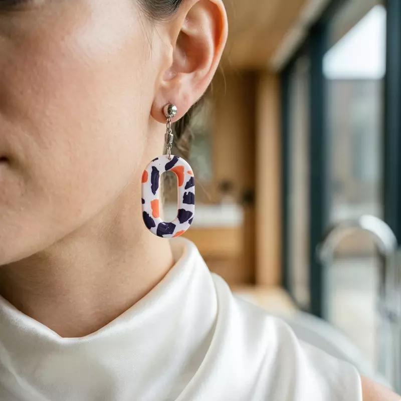 Abstract Mosaic Oval Dangles