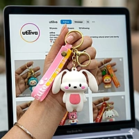 White Silicone Keychain & Bag Charm | Press & Pop Ears Feature
