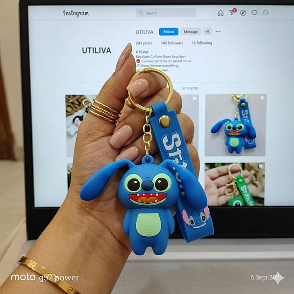 Blue Silicone Keychain & Bag Charm | Press & Pop Ears Feature