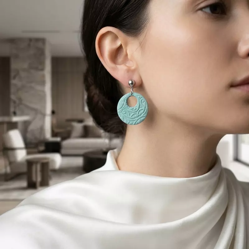 Turquoise Filigree Circle Earrings