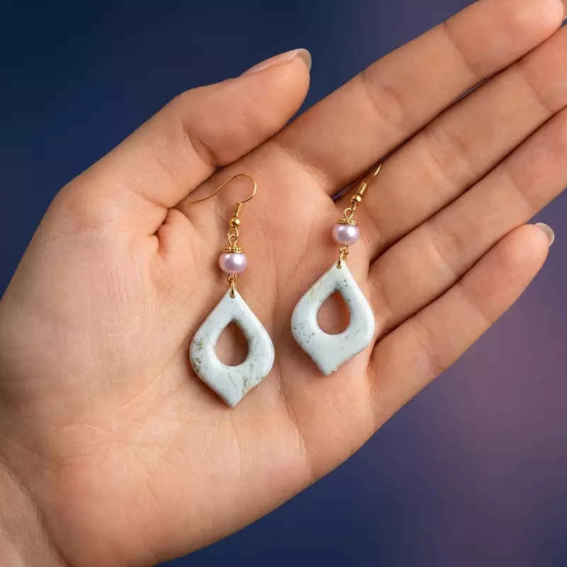 Ivory & Pearl Marbled Dangles