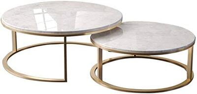 Round Marble Top Coffee Table Side Table 2 Pieces Gold Metal Base Living Room Combination Small Family Home Balcony Nesting Tables . Round Marble Top Coffee Table Side Table 2 Pieces Gold Metal Base Living Room Combination Small Family Home Balcony Nesting Tables .