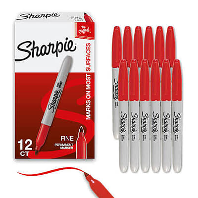 SHARPIE FINE MARKER RED PK 12