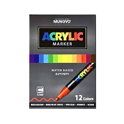 MUNGYO ACRYLIC MARKER 12 COLOR SET