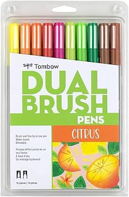 TOMBOW AB-T DUAL BRUSH PEN 10 CITRUS COLORS SET