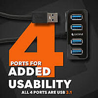 Coconut UH11 4-Port USB Hub (Expand Connectivity, 4 USB Ports, Compact Design, Perfect for Home & Office, Plug & Play, 1 Year Warranty)