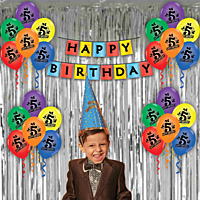 The Magic Balloons - Get Ready to Party with Our 17pc Combo Kit - Celebrate in Style with 15 Printed Balloons, 1 Curtain, and 1 Banner - Perfect for Birthdays Parties.