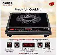 Pigeon by Stovekraft Cruise 1800 watt Induction Cooktop With Crystal Glass,7 Segments LED Display, Auto Switch Off - Black