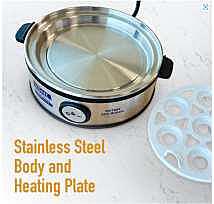 KENT Instant Egg Boiler | 360-Watt | Boil 7 Eggs at a Time | 3 Boiling Modes | Stainless Steel Body, Poaching Tray & Heating Plate | Automatic Power Off