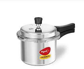 Pigeon By Stovekraft Favourite Induction Base Aluminium Pressure Cooker with Outer Lid, 3 Litres (Silver)