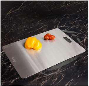 Clazkit Stainless Steel Chopping Board Vegetable,Fruit Cutting, Kneeding, Cake Prep, Heavy Duty Chopping-Board (Size 31.8CM X 21CM)