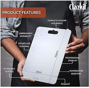 Clazkit Stainless Steel Chopping Board Vegetable,Fruit Cutting, Kneeding, Cake Prep, Heavy Duty Chopping-Board (Size 31.8CM X 21CM)