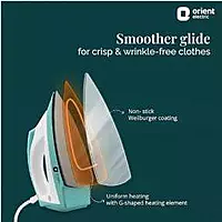 Orient Electric Fabrijoy 1000 Watt Dry Iron for clothes with Weilburger Non Stick Soleplate coating | 5 level safety