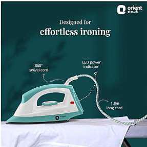 Orient Electric Fabrijoy 1000 Watt Dry Iron for clothes with Weilburger Non Stick Soleplate coating | 5 level safety